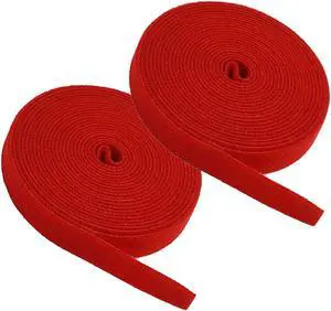 iMBAPrice (Pack of 2) 5 yard Cable Fastening Tape with .75 inch Hook (Red)