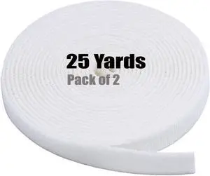 iMBAPrice White Cable Fastening Tape - (Pack of 2) 0.75 inch One Wrap Hook & Loop (75 feet) 25 Yards Long