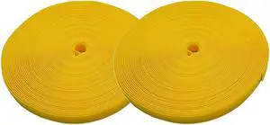 iMBAPrice Yellow Cable Fastening Tape - (Pack of 2) 0.75 inch One Wrap Hook & Loop (75 feet) 25 Yards Long