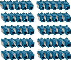 iMBAPrice (50-Pack) Cat6 RJ45 Punch-Down Keystone Jack in (Blue)