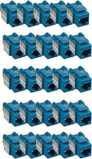iMBAPrice (25-Pack) Cat6 RJ45 Punch-Down Keystone Jack in (Blue)