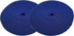 iMBAPrice Blue Cable Fastening Tape - (Pack of 2) 0.75 inch One Wrap Hook & Loop (75 feet) 25 Yards Long