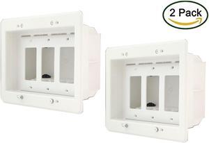 iMBAPrice DVFR3W-2 (3-Gang) Recessed Electrical Outlet Mounting Box w/ Paintable Wall Plate, 2-Pack