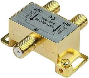 iMBAPrice 10013-1 (1-Pack) Glod Plated 2.4 Ghz 2-Way Coaxial Cable Splitter F-Type Screw for Video Satellite Splitter/VC