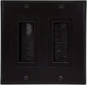 iMBAPrice Black Dual Gang Decora Brush Wall Plate - Two Gang Wall Plate with Brush Bristles