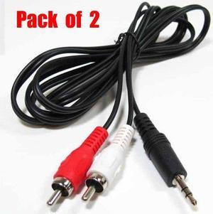 (Pack of 2) 12 feet 3.5mm Stereo Male to Two RCA Male Splitter Cable