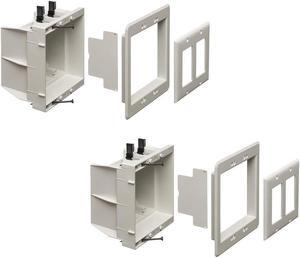 iMBAPrice DVFR2W-2 (2-Gang) Recessed Electrical Outlet Mounting Box w/ Paintable Wall Plate, 2-Pack