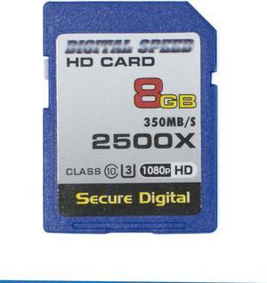 Digital Speed 2500X 8GB Professional High Speed Mach III 350MB/s Error Free (SDHC) HD Memory Card Class 10