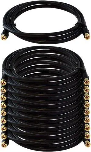 iMBPrice - (10-Pack) RG6 Coaxial Patch Cable (6 Feet) with F-Type Screw-on Connectors in Black