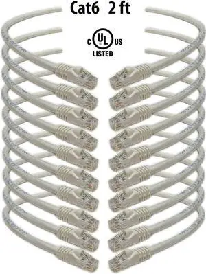 iMBAPrice - Cat6 Snagless Ethernet Patch Cable in White (2 Feet) - 10 Pack