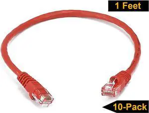 iMBAPrice - 10ft Cat5e Network Ethernet Patch Cable (10 Pack) - Red