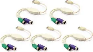 usb to dual ps/2 adapter, for mouse and keyboard  white pack of 5