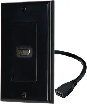 iMBAPrice - HDMI Pigtail Wall Plate Built-In Flexible Hi-Speed HDMI Cable with Ethernet Single Port (1 Port) in Black