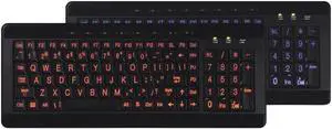 iMBAPrice Large Font Print USB LED Backlit Keyboard, Orange and Blue (iMBA-LOB-BKB)