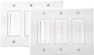 iMBAPrice (Pack of 2) White 3 Gang Decora Brush Wall Plate with Brush Bristles