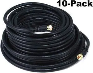 iMBPrice (Pack of 10) RG6 Coaxial Extra Long Patch Cable (50 Feet) with F-Type Screw-on Connectors in Black