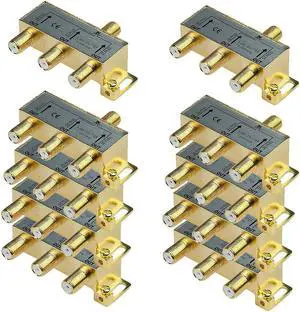 iMBAPrice 110014-10 (10-Pack) Glod Plated 2.4 Ghz 3-Way Coaxial Cable Splitter F-Type Screw for Video Satellite Splitter
