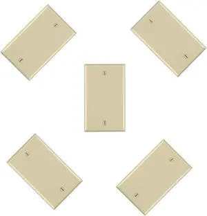 iMBAPrice Blank Wall Plate Outlet Cover for Thermoset/Box Mount/Wall Outlet/Light Switch and More - Ivory (Pack of 5)
