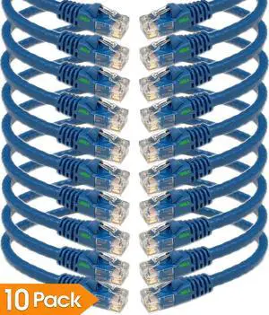 iMBAPrice 25'Cat5e Network Ethernet Patch Cable, 10 Pack, Blue (IMBA-CAT5-25BL-10PK)