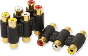 iMBAPrice (Pack of 3) 3 RCA Jacks to 3 RCA Jacks Coupler White/Red/Yellow - Gold Plated