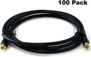 iMBPrice - (100-Pack) RG6 Coaxial Patch Cable (6 Feet) with F-Type Screw-on Connectors in Black
