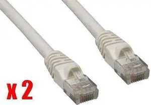 iMBAPrice 1Ft (Pack of 2) CAT5e RJ45 Patch Ethernet Network Cable 1 FT White For PC, Mac, Laptop, PS2, PS3, XBox, and XBox 360