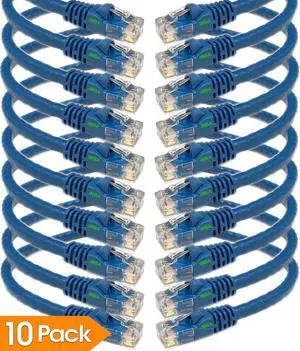 iMBAPrice 15' Cat5e Network Ethernet Patch Cable, 10 Pack, Blue (IMBA-CAT5-15BL-10PK)