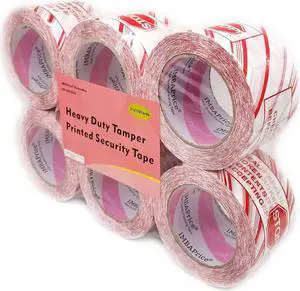 iMBAPrice 6 Rolls of 110 Yard(6 x 330 Feet Long) 3-Inches Wide Printed White Carton Sealing Tape with Red Lettering -IF SEAL IS BROKEN - 3" Stop Sign Security Shipping Tape