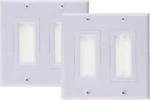 iMBAPrice Dual Gang Decora Wall Plate with Brush Bristles - White (Pack of 2)