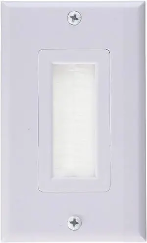 iMBAPrice Single Gang Brush Wall Plate - One Gang Wall Plate with Brush Bristles - White