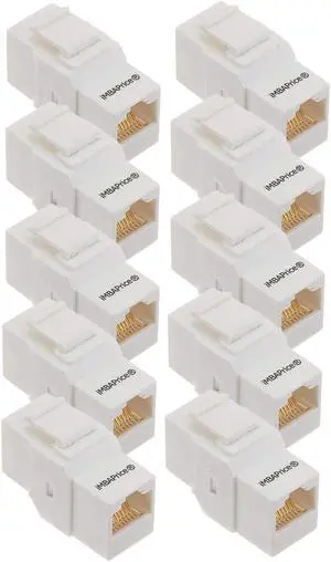 iMBAPrice (Pack of 10) Cat5e Rj45 Female to Female Keystone Inline Coupler - White
