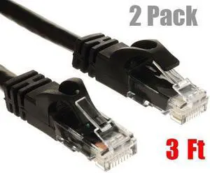 iMBAPrice (2 PACK) 3 Ft Cat6 Ethernet Network Patch Cable RJ45 Black