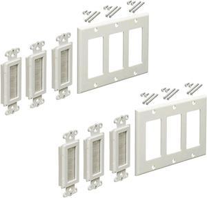 iMBAPrice 3-Gang Brushed Wall Plate - Decora Style Cable Pass Through Insert for Wires Wall Socket Plug Port/HDTV/HDMI/H