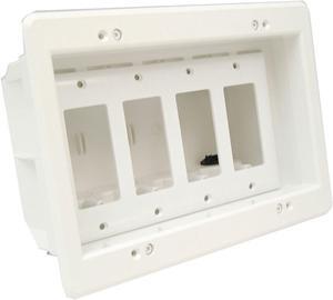 iMBAPrice DVFR4W-1 (4-Gang) Recessed Electrical Outlet Mounting Box w/ Paintable Wall Plate, 1-Pack