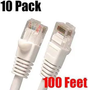 iMBAPrice 10' Cat5e Network Ethernet Patch Cable, 10 Pack, White (IMBA-CAT5-10WT-10PK)