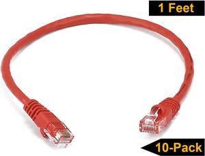 iMBAPrice - 1ft Cat5e Network Ethernet Patch Cable (10 Pack) - Red