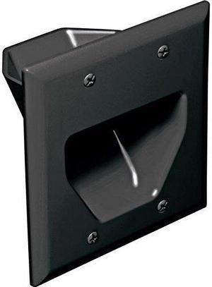 DataComm Electronics 45-0002-BK 2-Gang Recessed Low Voltage Cable Plate, Black