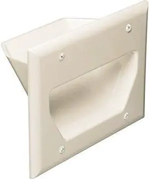 DataComm Electronics 45-0003-LA 3-Gang Recessed Low Voltage Cable Plate, Lite Almond