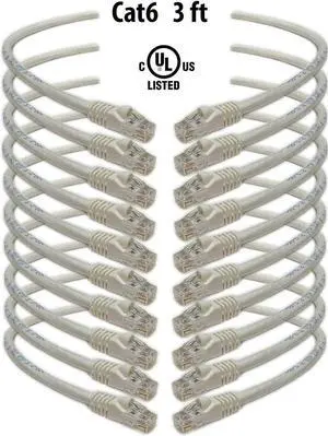 iMBAPrice - Cat6 Snagless RJ45 Ethernet Patch Cable in White (3 Feet) - 10 Pack