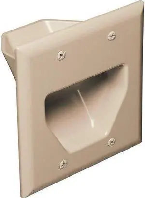 DataComm Electronics 45-0002-IV 2-Gang Recessed Low Voltage Cable Plate, Ivory