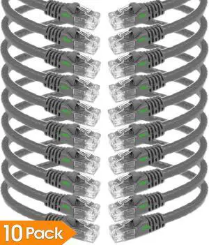 iMBAPrice 10' Cat5e Network Ethernet Patch Cable, 10 Pack, Gray (IMBA-CAT5-10GY-10PK)