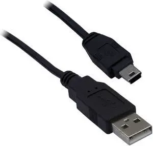 Apricorn Hi Speed USB 2.0 A to Mini-B Cable - Black - 1Meter/3 Feet (A1M-USB2-A-MINIB)