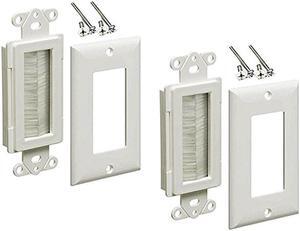 iMBAPrice 1-Gang Brushed Wall Plate - Decora Style Cable Pass Through Insert for Wires Wall Socket Plug Port/HDTV/HDMI/Home Theater Systems and More - White (Pack of 2)