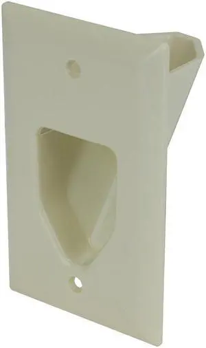 DataComm Electronics 45-0001-LA 1-Gang Recessed Low Voltage Cable Plate, Lite Almond