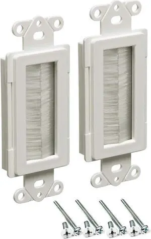 iMBAPrice CED135-2 Cable Entry Device with Brush-Style Opening, 1-Gang, White, 2-Pack