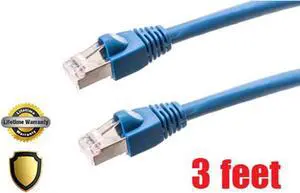 iMBAPrice Shielded (STP) Cat6A Ethernet Cable (3 Ft, Blue)