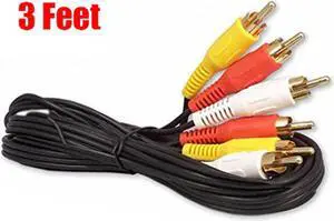 3FT RCA M/Mx3 Audio/Video Cable Gold Plated - Audio Video RCA Stereo Cable 3ft