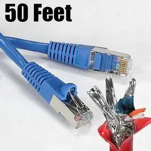 iMBAprice - Pro iMBA Series Patch Cable - Cat6 Shielded Patch Cable Molded Blue - 50 Feet
