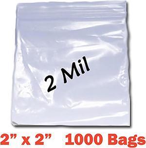 PREMIUM High Quality 2X, 1000 CLEAR Reclosable Zipper Bags 2'' x 2'' - 2 mil thick (50mm x 50mm)