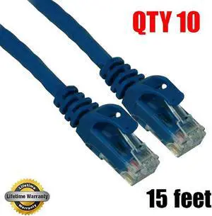 iMBAPrice - (10 Pack) Cat6 Snagless Ethernet Cable (14 Ft, Blue)